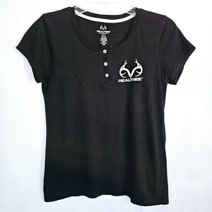 Realtree Black Polo T-Shirt with White Accents Size S
